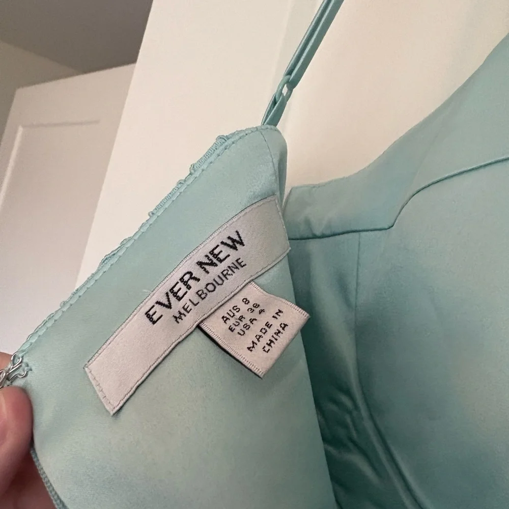 Lace Midi Dress in Light Aqua - Picture 3 of 7